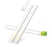 Brendz Under Cabinet Kitchen Lights, Cupboard Lights, 2 x 60cm, LED, USB-C, 4400mAh, 3 Color Temperatures, Dimmable, Magnetic, Rechargeable Cupboard Light, Wardrobe Lights, Puyo Silver