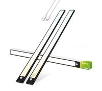 Brendz Under Cabinet Kitchen Lights, Cupboard Lights, 2 x 60cm, LED, USB-C, 4400mAh, 3 Color Temperatures, Dimmable, Magnetic, Rechargeable Cupboard Light, Wardrobe Strip, Puyo Silver