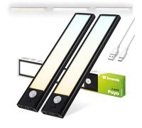 Brendz USB-C Rechargeable Led Strip Lights, 3 Color Temperatures, LED Motion Sensor Lights Indoor, Dimmable Cabinet Lights for Closets, Bedrooms, Magnetic Cupboard Lights, Wardrobe Lights, 2 x 20cm