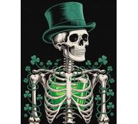 Brennan & Welsh Publishing St. Patrick’s Day Skeleton Notebook: Retro Irish Shamrock Art: Vintage Gothic Leprechaun Aesthetic Journal - Wide Ruled ... Dark Fantasy Writing, and Creative Journaling