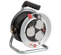 Brennenstuhl Garant S Compact 3-Way Socket Cable Reel for Indoor use (15m Extension Cable, Rust-Proof, Ergonomic Handle, Black Cable, Made in Germany)