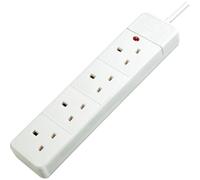 Brennenstuhl 4-Way Extension Lead with neon indicator (2m cable, Power Strip with 90° angle of sockets)