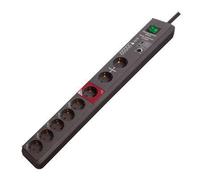 Brennenstuhl Secure-Tec, 6-pin power strip with surge protection and master/slave function (3m cable and switch), colour: anthracite [energy class 0], 1159490936 3500 wattsW, 230 voltsV