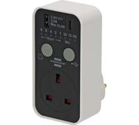 Brennenstuhl Digital Timer Plug with USB A and USB C (Countdown Timer for indoor use, countdown adjustable in 7 steps, with increased touch protection)