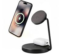 Brennenstuhl 2 in 1 Charging Station (Magnetic Charging Pad 15W for Smartphones with Qi2, Qi2 Compatible, Compatible with MagSafe, 5W Wireless Charger for Headphones)