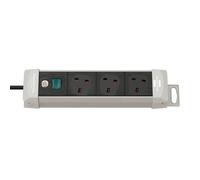 Brennenstuhl Premium-Line Extension Socket 3-Way Light Grey/Black 3m H05VV-F 3G1.5 with Switch - SASO *GB*