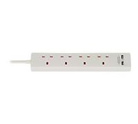 brennenstuhl 4-Way Extension Lead UK USB Slots 2m White