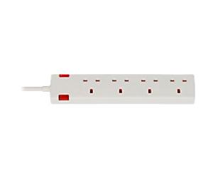 brennenstuhl 4-Way Extension Lead UK with Neon Indicator 10m White