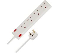 Brennenstuhl 4-Way Extension Lead with neon indicator (10m cable, Power Strip with 90° angle of sockets)