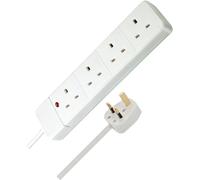 Brennenstuhl 4-Way Extension Lead with neon indicator (2m cable, Power Strip with 90° angle of sockets)