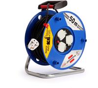 Brennenstuhl Garant 3-way socket outlet Cable Reel (Extension lead with 50m cable length, with thermal cut-out protection, ergonomic handle, cable colour: black)