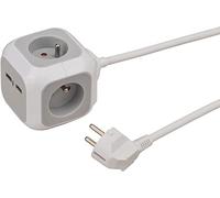 Brennenstuhl Alea-Power White Cube 4 Sockets + 2 USB Sockets with 1.4 m Cable Grey & White