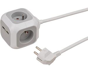 Brennenstuhl Alea-Power White Cube 4 Sockets + 2 USB Sockets with 1.4 m Cable Grey & White