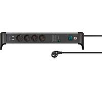 Brennenstuhl Alu-Office-Line Power Strip 4-fold with USB and surge protection (Extension Lead with 1.8m cable, 2-fold USB 3.1 A, with switch, Made in Germany)