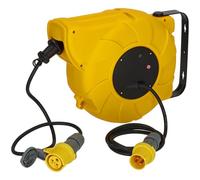 Brennenstuhl Automatic Cable Reel IP44 / Extension Lead with 11m (9+2m) cable for outdoor use (retractable cable, IP44 protection, for wall or ceiling mounting, electrical rewind, cable colour: black)