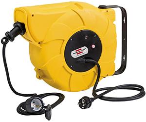 Brennenstuhl Cable Reel Automatic IP44 / Automatic Cable Reel for Outdoor Use (9 + 2 m Cable, for Wall and Ceiling Mounting, IP44) Yellow