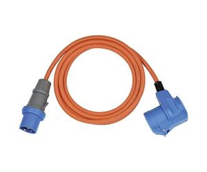 Brennenstuhl Camping CEE Extension Cable with CEE Plug and Angled Coupling Including Earthing Contact Combination Socket (3 m Cable in Orange, 230 V/16 A, Outdoor Use, Made in Germany)