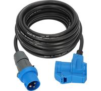 Brennenstuhl Camping Extension Cord with CEE Plug and Right Angle Coupling incl. Safety Socket (10 m Cable in Black, 230V/16A, for Outdoor Use, Made in Germany)