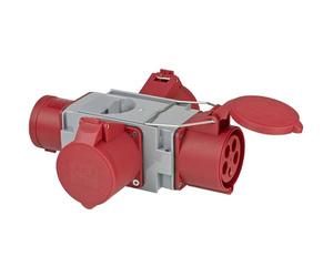 Brennenstuhl CEE Adapter Power Distributor IP44 (1x CEE plug 400V/32A & 3x CEE sockets 400V/32A, for permanent use in outdoor areas, construction sites and farms)