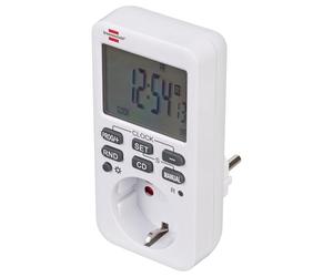 Brennenstuhl Comfort-Line Digital Weekly Timer, White Timer for Indoor Use, 10 On/Off Programs, Countdown Function, Increased Contact Protection