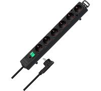 Brennenstuhl Comfort-Line Plus, 6-Way Socket Strip (With Flat Plug, Switch, 2m Cable And Extra Wide Spacing Of The Sockets) Color: Black