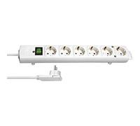Brennenstuhl Comfort Line Power Strip with 6 Sockets for Mounting (2 m Cable, Illuminated Switch, Mountable, Flat Plug) White
