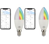 Brennenstuhl Connect Smart Bulb SB 400 E14 (Compatible with Alexa and Google Assistant, no hub Necessary, Smart Light Bulb 2.4 GHz with Free app, 430lm, 5.5W) (Pack of 2)