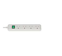 Brennenstuhl Eco-Line, 4-way extension lead (with switch and 1.5m cable - extremely energy-efficient) colour: white