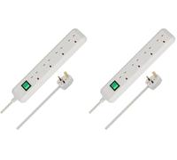 Brennenstuhl Eco-Line, 4-way extension lead (with switch and 1.5m cable - extremely energy-efficient) colour: white (Pack of 2)