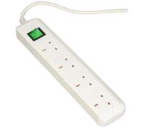 Brennenstuhl Eco-Line, 4-way extension lead (with switch and 1.5m cable - extremely energy-efficient) colour: white