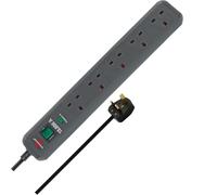 Brennenstuhl Eco-Line Power Strip 5-way with surge protection (Extension Lead with increased contact protection, switch and 5m cable) anthracite
