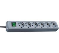 Brennenstuhl - Eco-Line Switched Euro Mains Extension Lead, 6 Gang, 1.5M Lead, Silver Grey