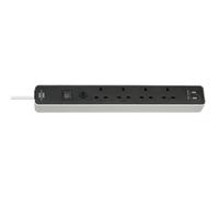 Brennenstuhl 1153243026 Ecolor 4 Way Black/White SASO Extension So...