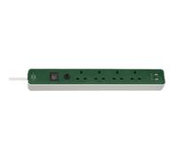 Brennenstuhl Extension Socket Ecolor with USB 4-Ways White/Green 1,5m H05VV-F3G1,5 *GB*