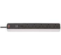 BRENNENSTUHL - Ecolor FB Mains Extension Lead, 5 Gang, 1.5m Lead, Black/White