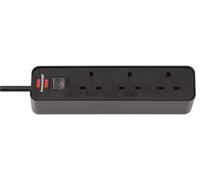 BRENNENSTUHL - Ecolor Mains Extension Lead, 3 Gang, 1.5m Lead, Black