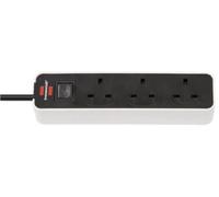 Brennenstuhl - Ecolor Mains Extension Lead, 3 Gang, 1.5M Lead, Black/white