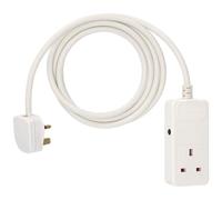 Brennenstuhl Extension Cable for home and office (2m cable for indoor use, with rubberized socket 13A BS, fuse button reset function) white