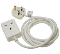 Brennenstuhl Extension Cable for home and office (2m cable for indoor use, with socket 13 A BS) white