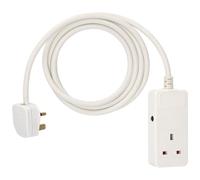 Brennenstuhl Extension Cable for home and office (5m cable for indoor use, with rubberized socket 13A BS, fuse button reset function) white