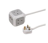 Brennenstuhl Extension Lead Cube 3 Gang And 2 Usb Ports 3 Metre Heavy Duty Cable