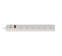 Brennenstuhl Extension Lead With Surge Protection - 6 Sockets - 2 Metre Cable
