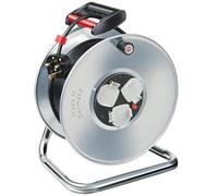 Brennenstuhl Garant 3-way socket cable reel (50m extension cable in black, rust-proof, ergonomic handle, Made in Germany)