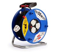 Brennenstuhl Garant 3-way socket outlet Cable Reel (Extension lead with 50m cable length, with thermal cut-out protection, ergonomic handle, cable colour: black)