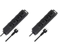Brennenstuhl IP44 Socket Socket with 4 Flap Sockets & 2m Neoprene Cable H07RN-F 3G1.5 for Outdoor Use Black Quantity: 1 (Pack of 2)