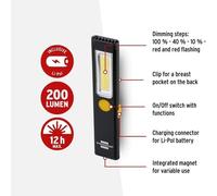 Brennenstuhl LED Handlampe, Arbeitsleuchte PL 200 AC 1175590100, Black