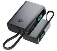 Brennenstuhl Powerbank PB10k 10,000 mAh (Power Bank with 2 USB C 35 W PD Fast Charge, USB Charger with Integrated USB C Cable, Compatible with iPhone 17/16/15/14/13/12 and Android, Travel Gadgets)