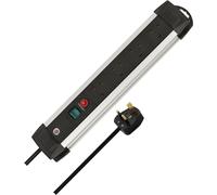 Brennenstuhl Premium-Alu-Line 4-way Extension Lead (Power Strip with Safety Fuse Button, 5m cable, Made in Germany) black/silver