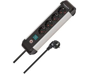 Brennenstuhl Premium Alu-Line 4-Way Power Strip/Power Strip Made Aluminium (Multiple Socket with Switch and 1.8 m Cable, Made in Germany)