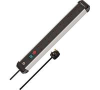 Brennenstuhl Premium-Alu-Line 6-Way Extension Lead (Power Strip with Safety Fuse Button, 3m Cable, Made in Germany) Black/Silver